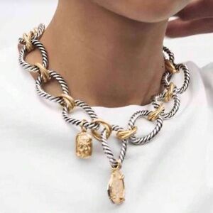 Heirloom Two-Tone Charm Link Choker Necklace